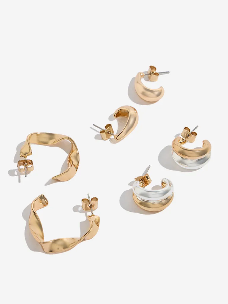 Westside Accessories Gold Hoop Earrings Set - Pack of 3
