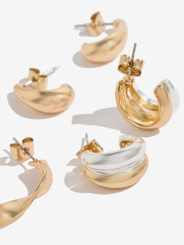 Westside Accessories Gold Hoop Earrings Set - Pack of 3
