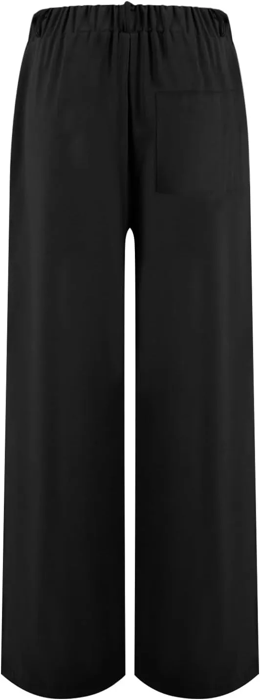 Wide Leg Pants Woman Summer High Waisted Dress Pants Trousers Lightweight Comfy Elastic Waist Pants with Pockets