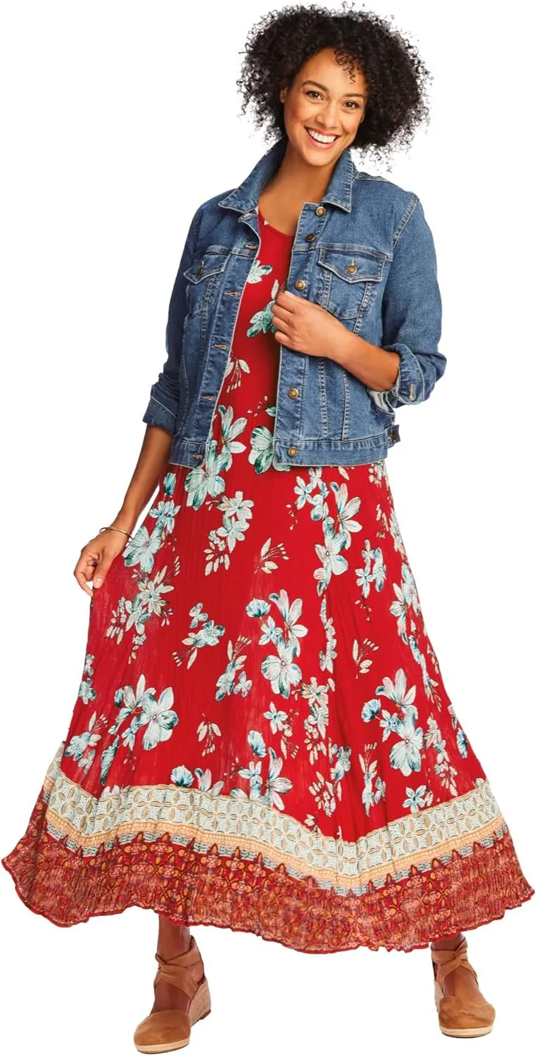 Woman Within Women's Plus Size Short-Sleeve Crinkle Dress