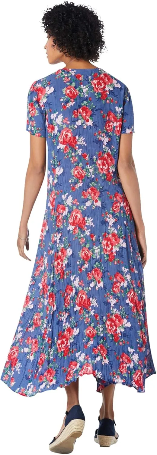 Woman Within Women's Plus Size Short-Sleeve Crinkle Dress