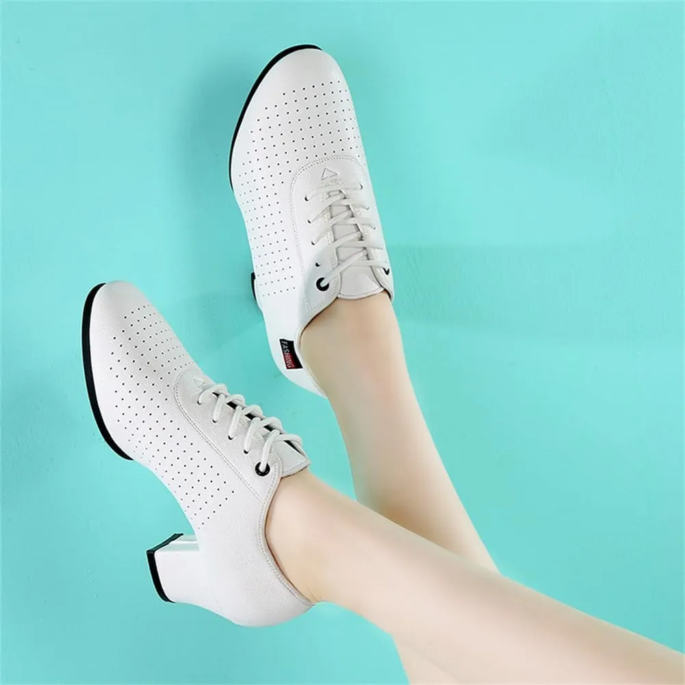 Women Ballroom Dance Shoes, 2Inchs Heels Salsa Performance Practice Dancing Shoes Leather Walking Dance Shoes for Ladies