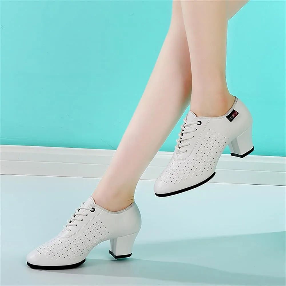 Women Ballroom Dance Shoes, 2Inchs Heels Salsa Performance Practice Dancing Shoes Leather Walking Dance Shoes for Ladies