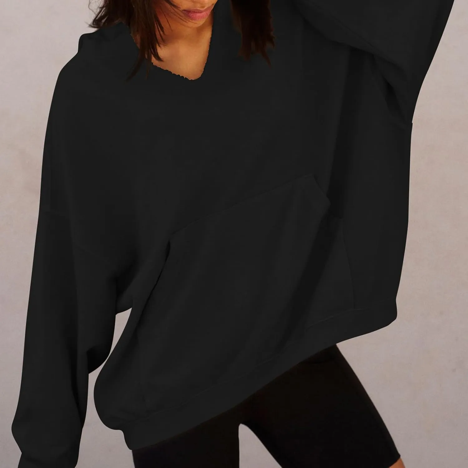 Women Oversized Hoodies Sweatshirt Long Sleeve Solid Color Casual Loose Hooded Top Fall Fashion Pullover Tops
