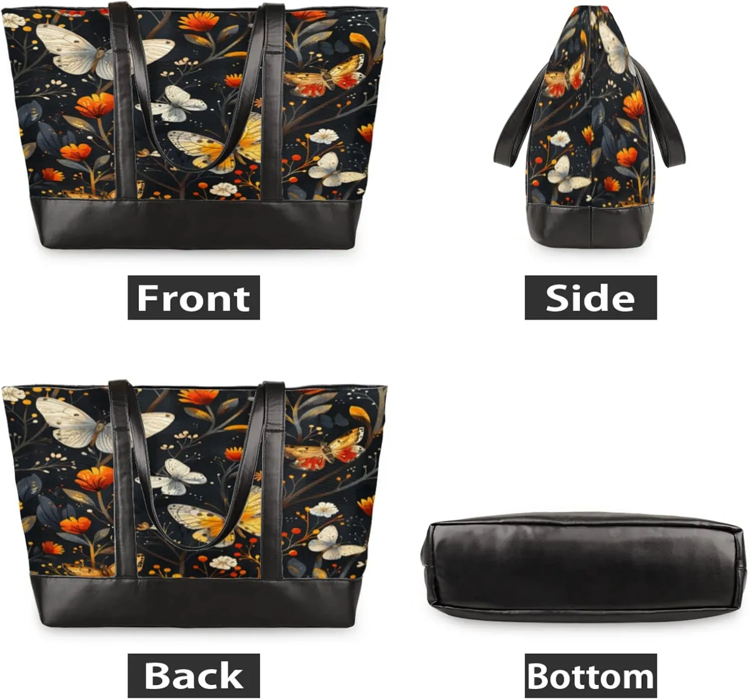 Women Tote Bag with Zipper, Shopper Handbag Travel Purse, PU Leather Laptop Tote Bags, Weekender Tote Bags
