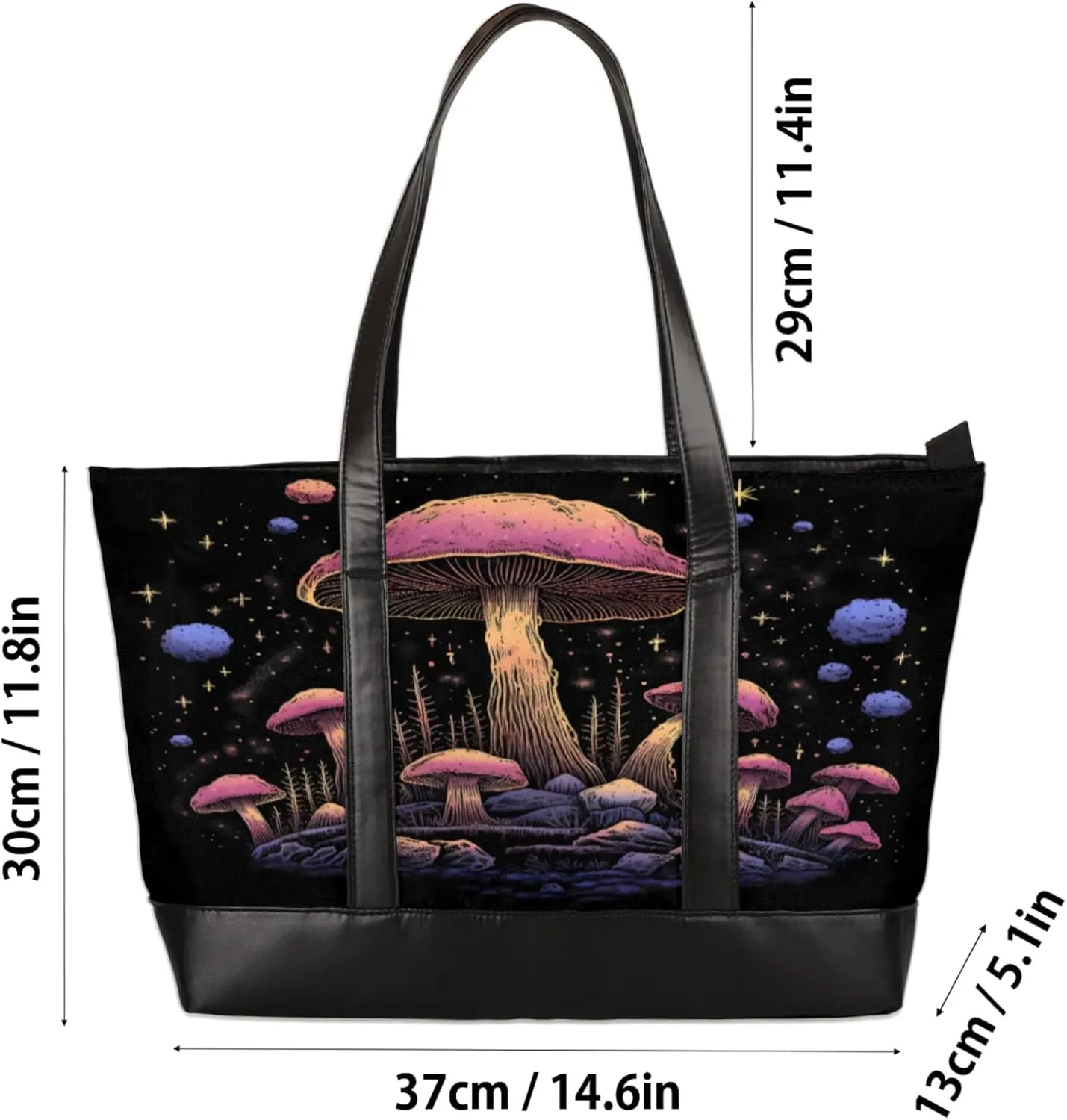 Women Tote Bag with Zipper, Shopper Handbag Travel Purse, PU Leather Laptop Tote Bags, Weekender Tote Bags