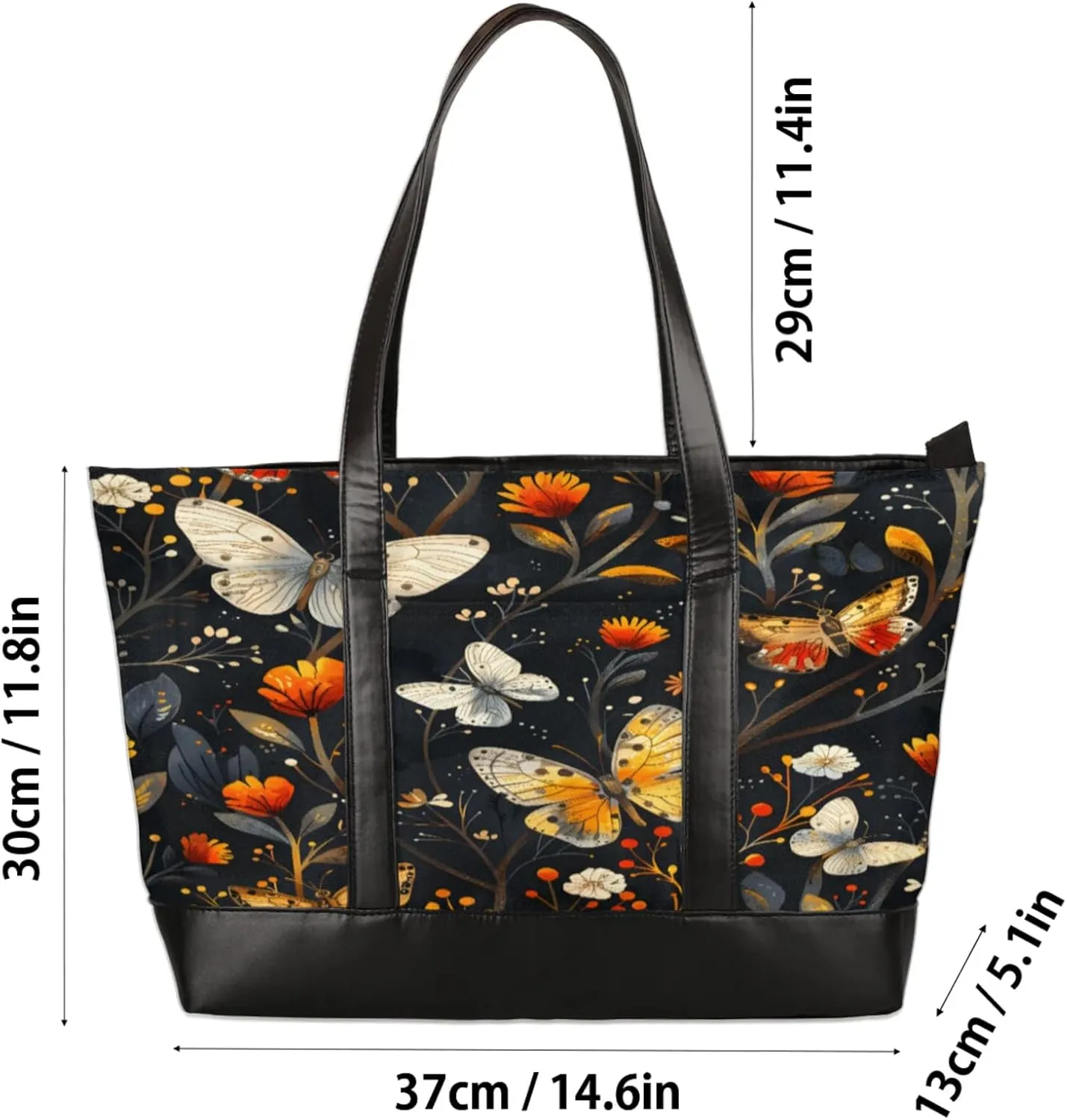 Women Tote Bag with Zipper, Shopper Handbag Travel Purse, PU Leather Laptop Tote Bags, Weekender Tote Bags