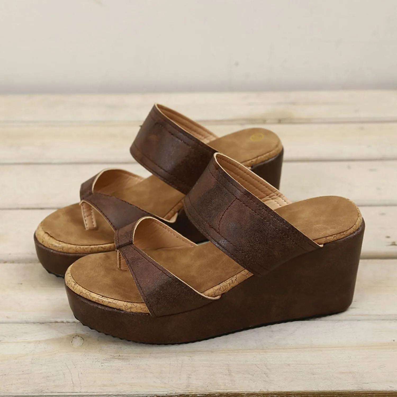 Women Wedge Sandals High Wedge Heel Platform Flip Flops Casual Clip Toe Thong Sandals, Two Band Comfort Dressy Summer Canvas Slides for Women Walking Beach Vacation