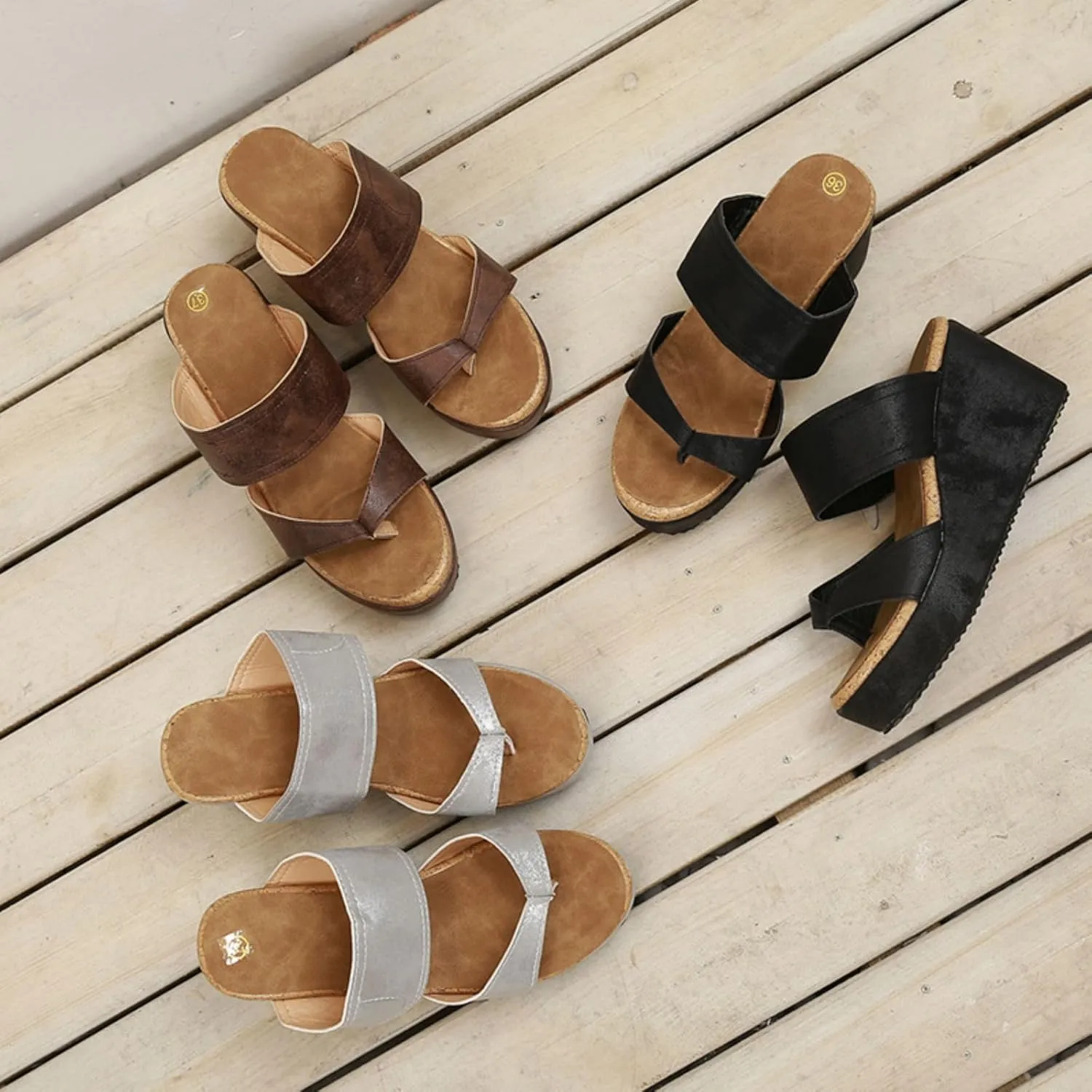 Women Wedge Sandals High Wedge Heel Platform Flip Flops Casual Clip Toe Thong Sandals, Two Band Comfort Dressy Summer Canvas Slides for Women Walking Beach Vacation