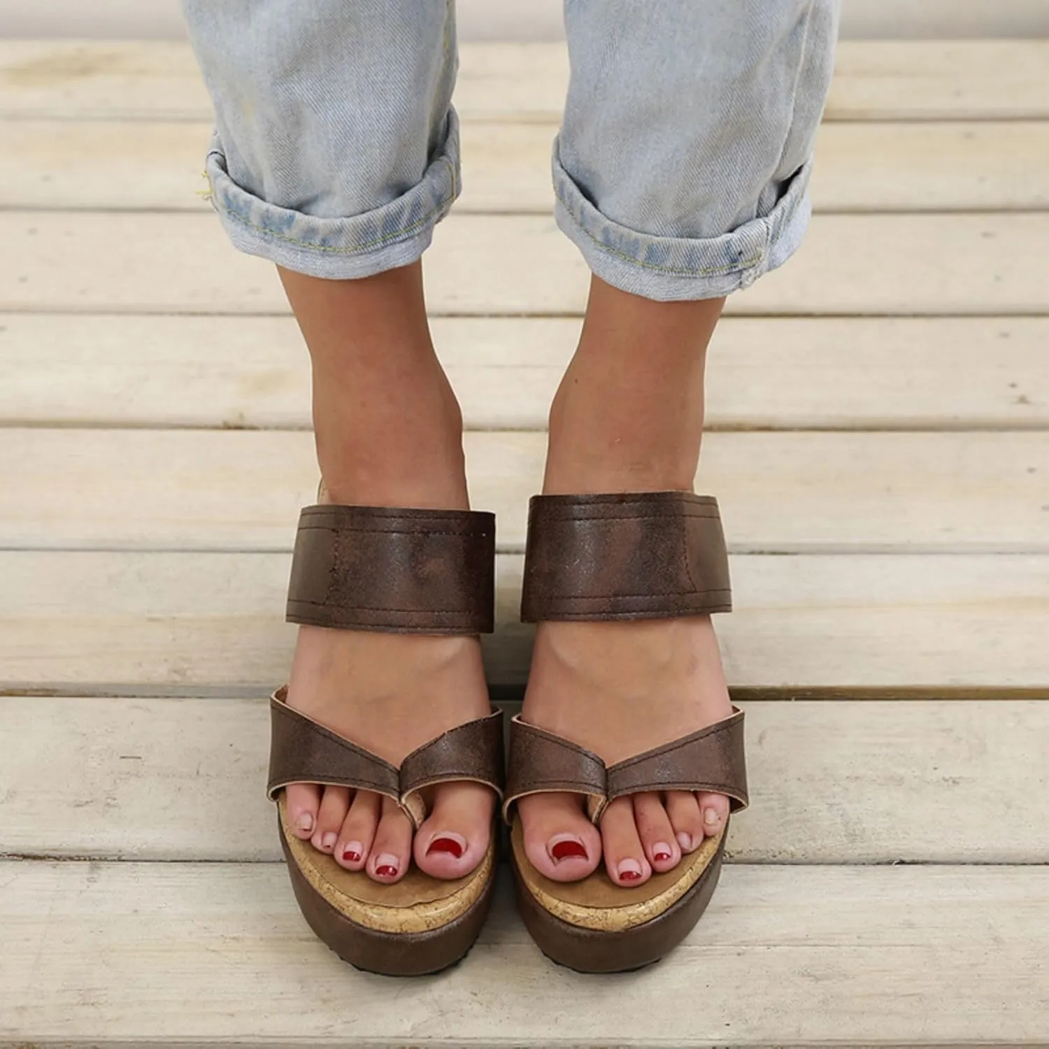 Women Wedge Sandals High Wedge Heel Platform Flip Flops Casual Clip Toe Thong Sandals, Two Band Comfort Dressy Summer Canvas Slides for Women Walking Beach Vacation