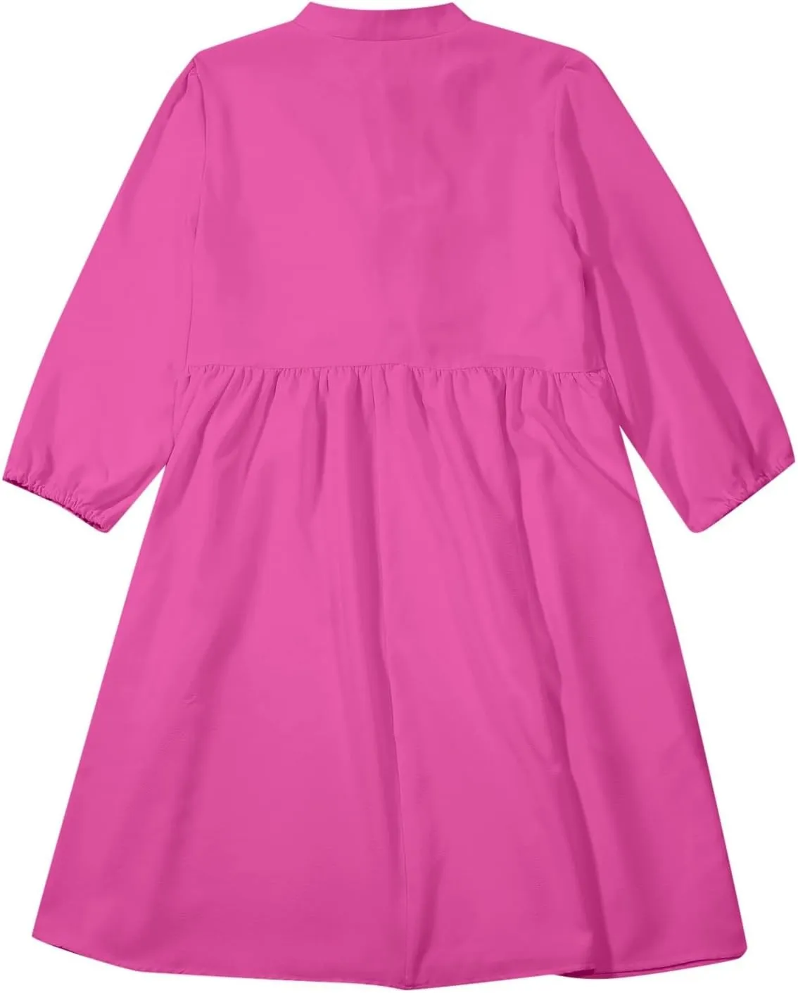 Women's Babydoll Dress Crewneck Long Puff Sleeve Tie Front Ruffle A-Line Mini Dress Cute Mini Tunic Dresses 2025