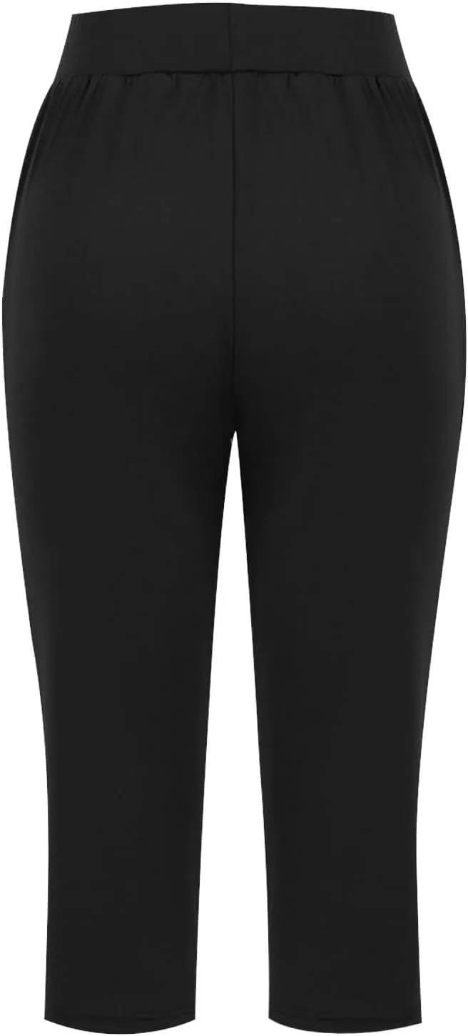 Womens Capris for Summer Elastic Waist Workout Sweatpants 2024 Casual Soft Comfy Yoga Jogger Capri Pants with Pockets