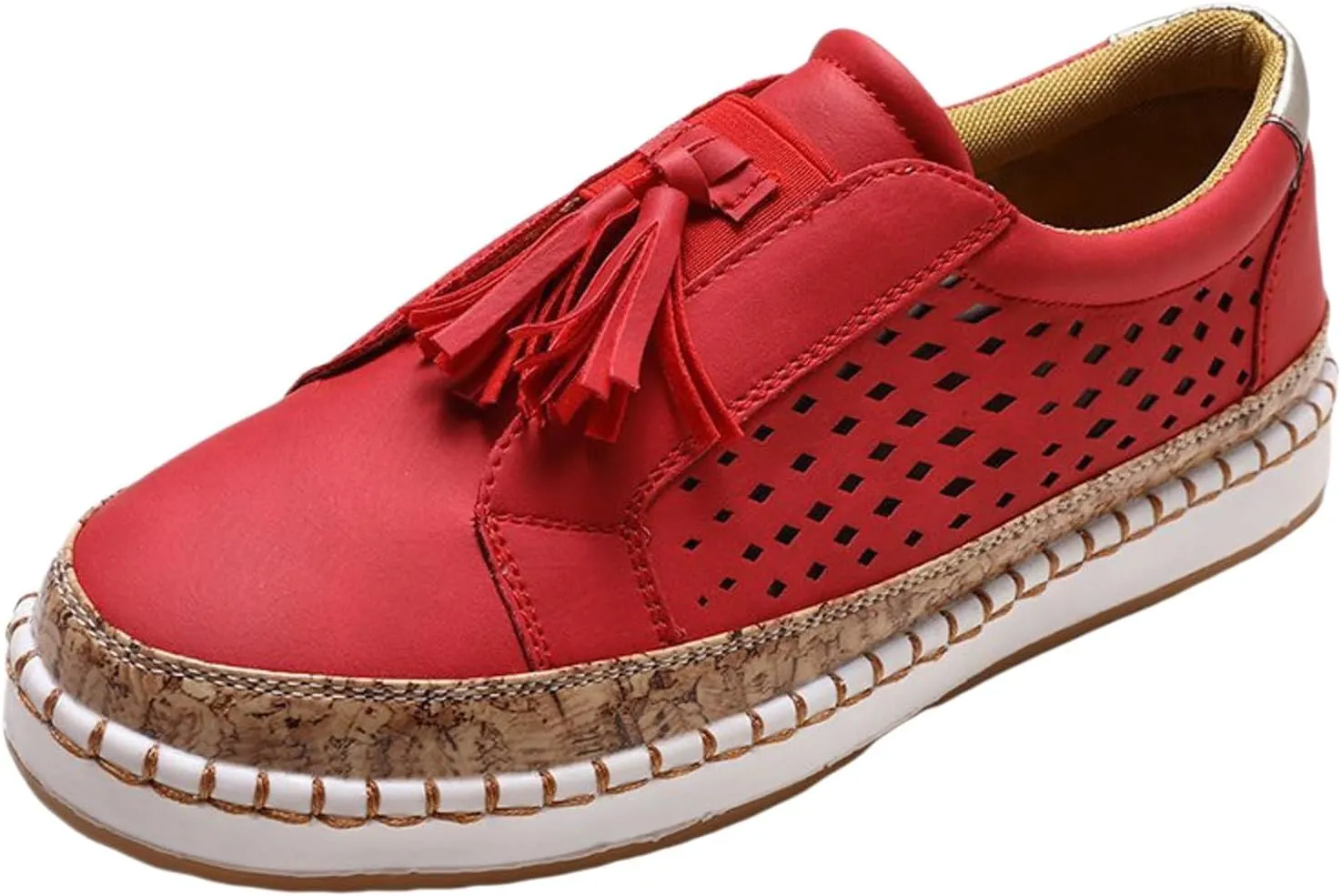 Women's Fashion Fringe Hollow Out Round Toe Flat Slip On Shoes Shoes Women Sneakers Sneaker Skate