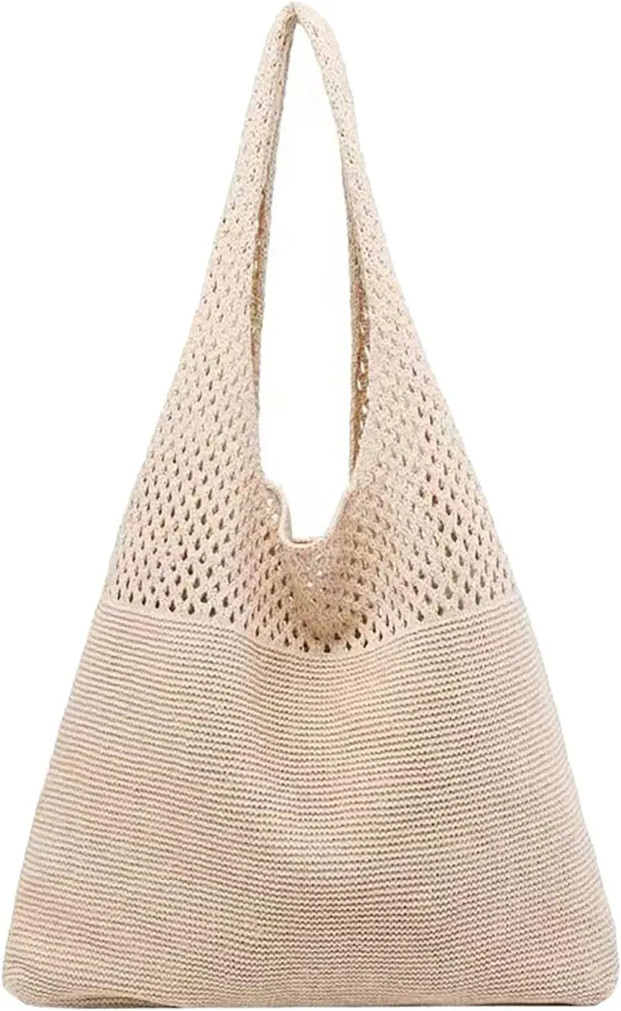 Women's Fashion Shoulder Bags Cute Hobo Tote Handbags Mini Clutch Purses with Zipper Closure Fashion Beach Bag(Beige)