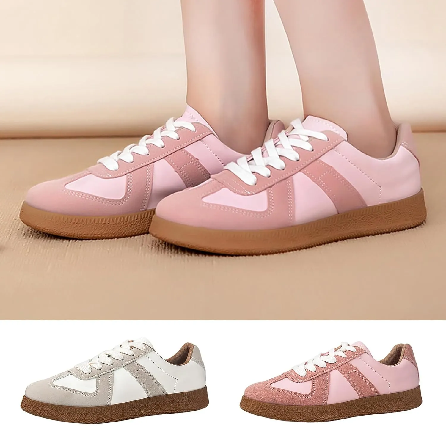 Women's Fashion Sneakers Comfortable Walking Shoes Lace-Up Non Slip Sneakers Arch Support Slip On Shoes Casual Shoes