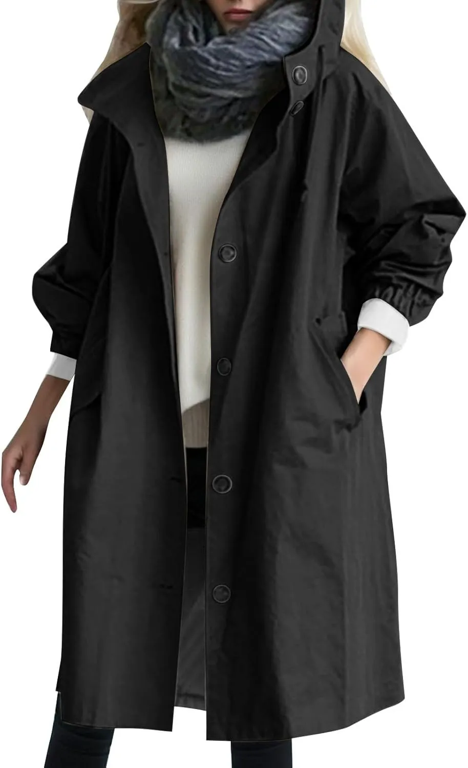 Womens Jackets Dressy Casual Winter Plus Size Trench Coat Loose Windbreaker Long Outwear Trendy Windbreaker Outwear