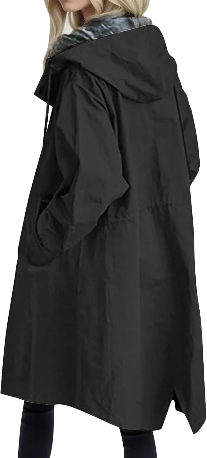 Womens Jackets Dressy Casual Winter Plus Size Trench Coat Loose Windbreaker Long Outwear Trendy Windbreaker Outwear