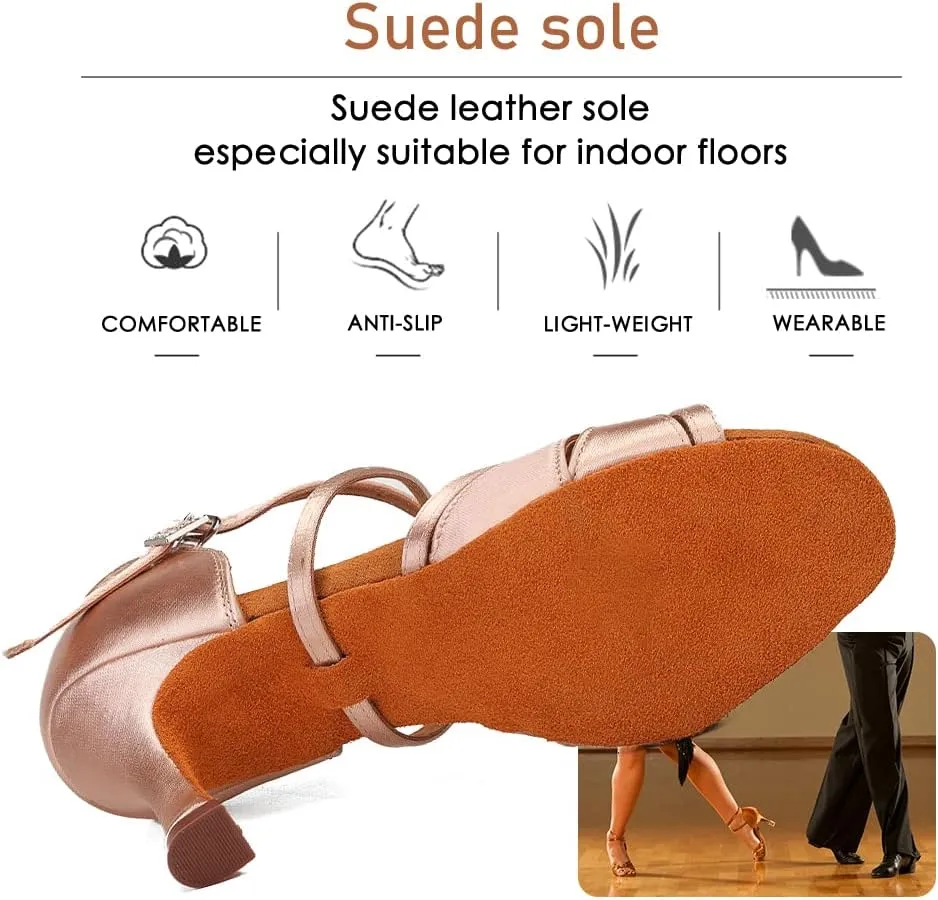 Women's Latin Dance Shoes Silk Satin Open Toe Professional Ballroom Tango Salsa Dance Practice Performance Dance Heels