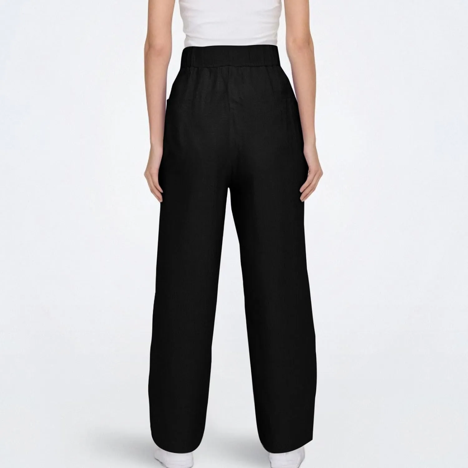 Women's Linen Capri Pants with Drawstring Petite Summer Beachwear 2025 Lightweight Elastic Waist Pants with Pockets
