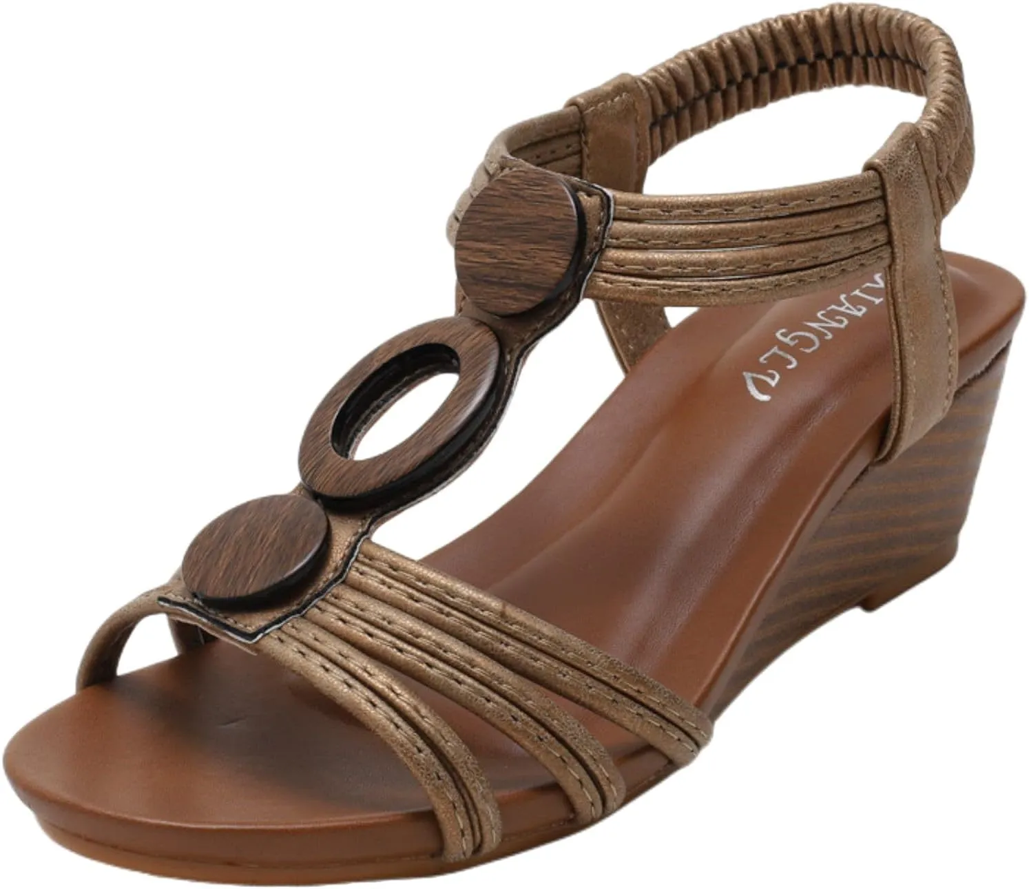 Women's Low Wedge Sandals Open Toe Fashion Dress Shoes, Casual Summer Roman High Heel Beach Sandals Comfy Platform Slip on Elastic Ankle Strap Sandal