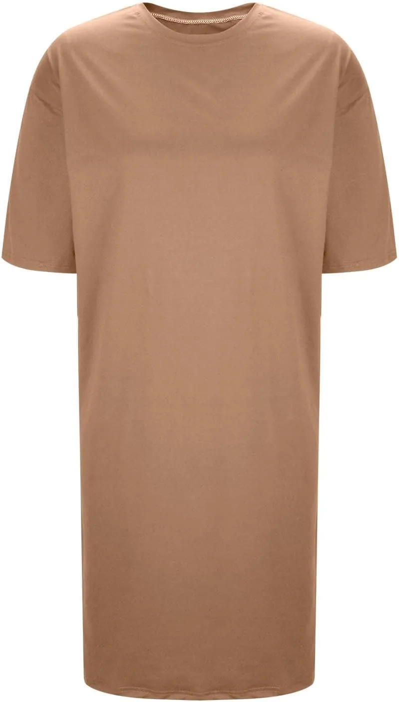 Women's Oversized Tshirt Dresses Short Sleeve Casual Shift-Dress Summer Soft Crewneck Tunic Dress Knee Length