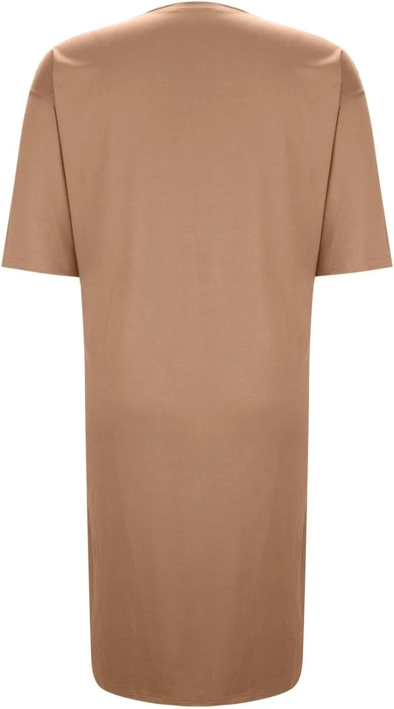 Women's Oversized Tshirt Dresses Short Sleeve Casual Shift-Dress Summer Soft Crewneck Tunic Dress Knee Length