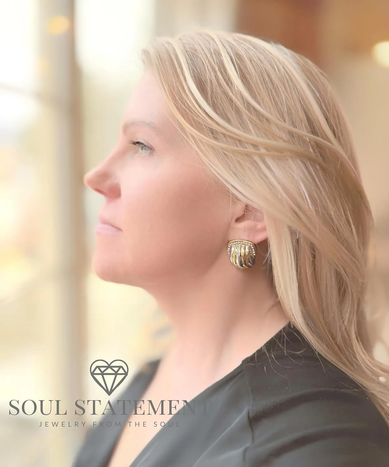 Women's Pearl Teardrop, Chunky Gold Earrings for Women, Gold Plated Earrings Trendy Accessories as Gift for Her or Gift for Mom Jewelry