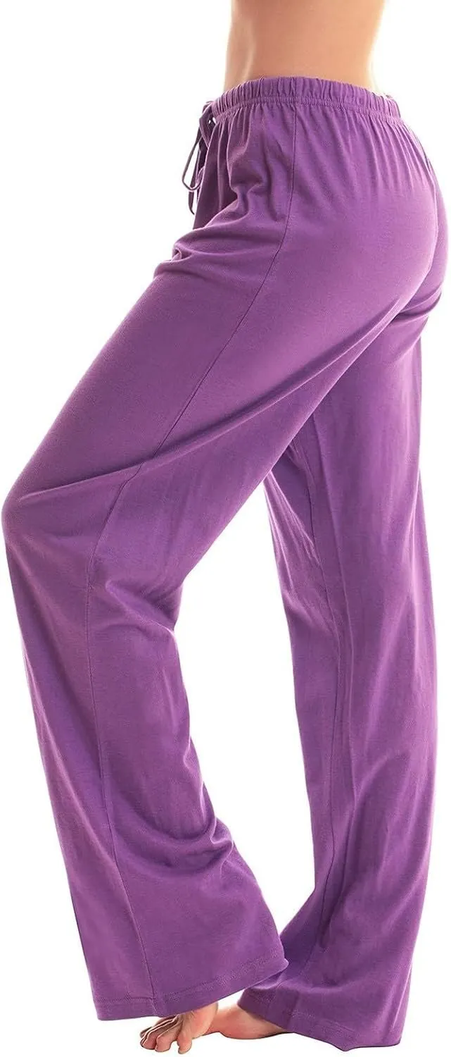 Womens Straight Leg Pants Fashion Drawstring Elastic Waist Lounge Pant Comfortable Solid Casual Trousers with Pockets