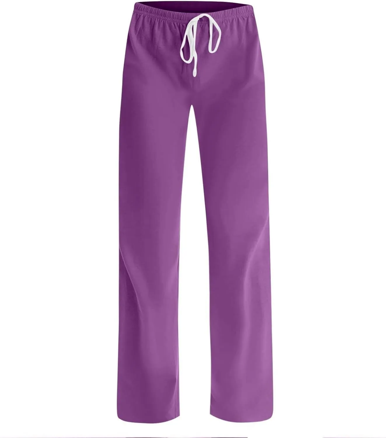 Womens Straight Leg Pants Fashion Drawstring Elastic Waist Lounge Pant Comfortable Solid Casual Trousers with Pockets