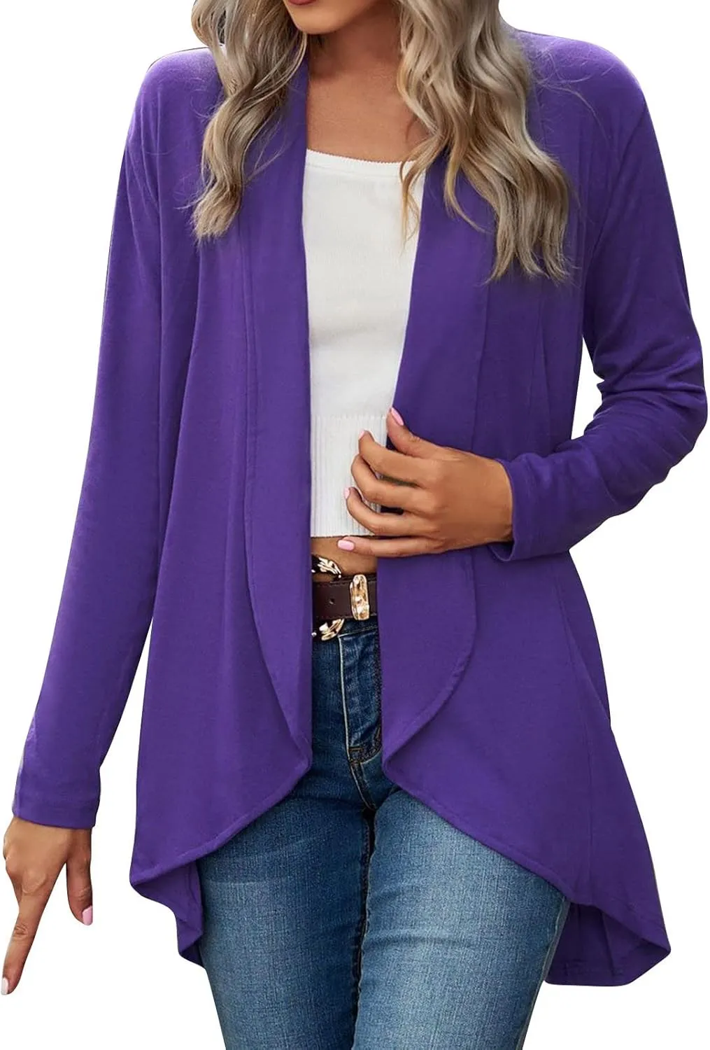 Womens Stripped Cardigan Womens Open Front Cardigan Long Sleeve Knit Sweater Outwear Stylish Loose Sweaters with