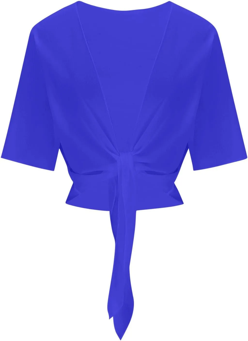 Womens Summer Lightweight Sheer Shrug Tie Front Short Puff Sleeve Cropped Bolero Cardigan Cover Up Shawls Dressy