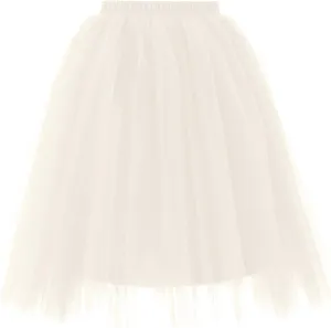 Womens Underskirts for Cosplay Elastic Ruffle Tutu Skirt Party Tulle Elegant Midi Skirt Lightweight A-Line Petticoat