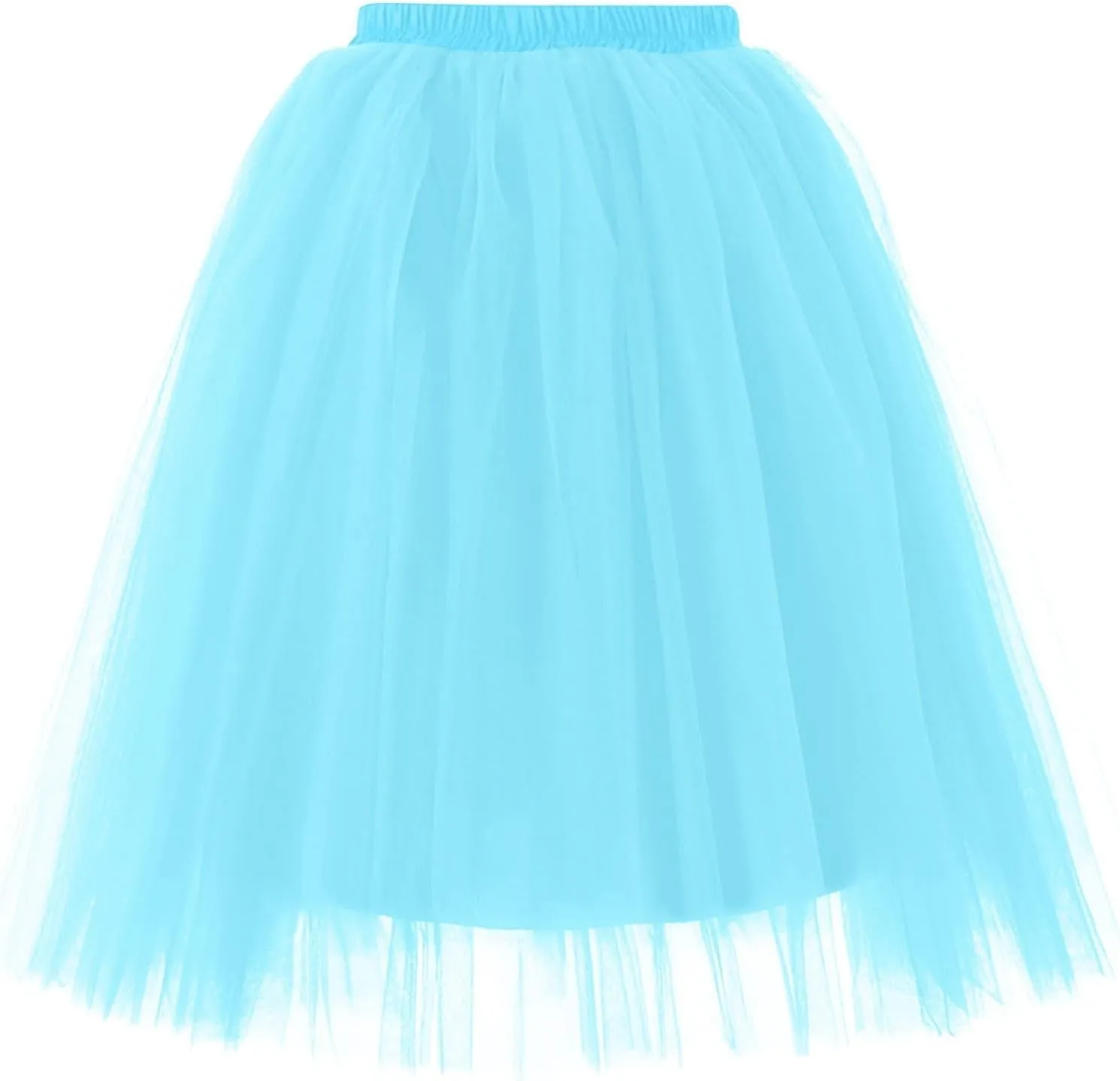 Womens Underskirts for Cosplay Elastic Ruffle Tutu Skirt Party Tulle Elegant Midi Skirt Lightweight A-Line Petticoat