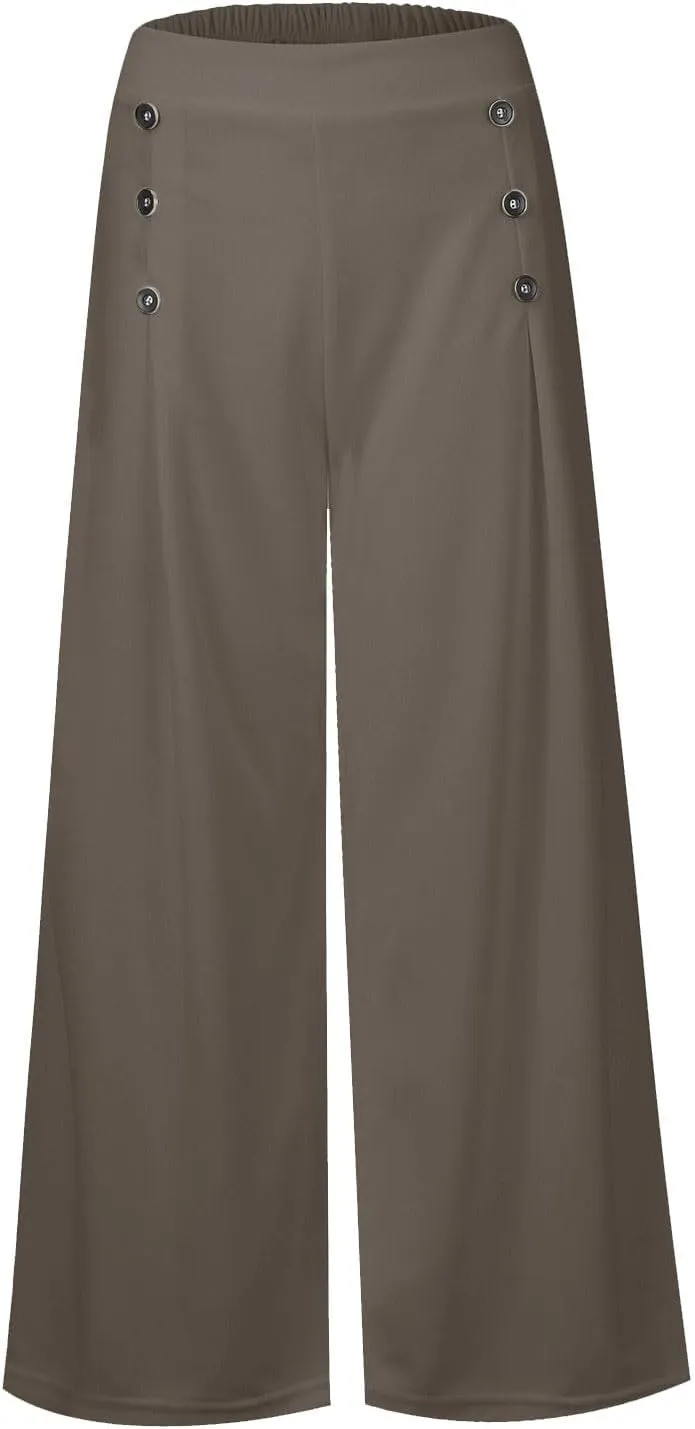 Womens Wide Leg Pants High Waisted Slacks Teacher Dress Pants Business Casual Office Work Pants Trousers with Pocket