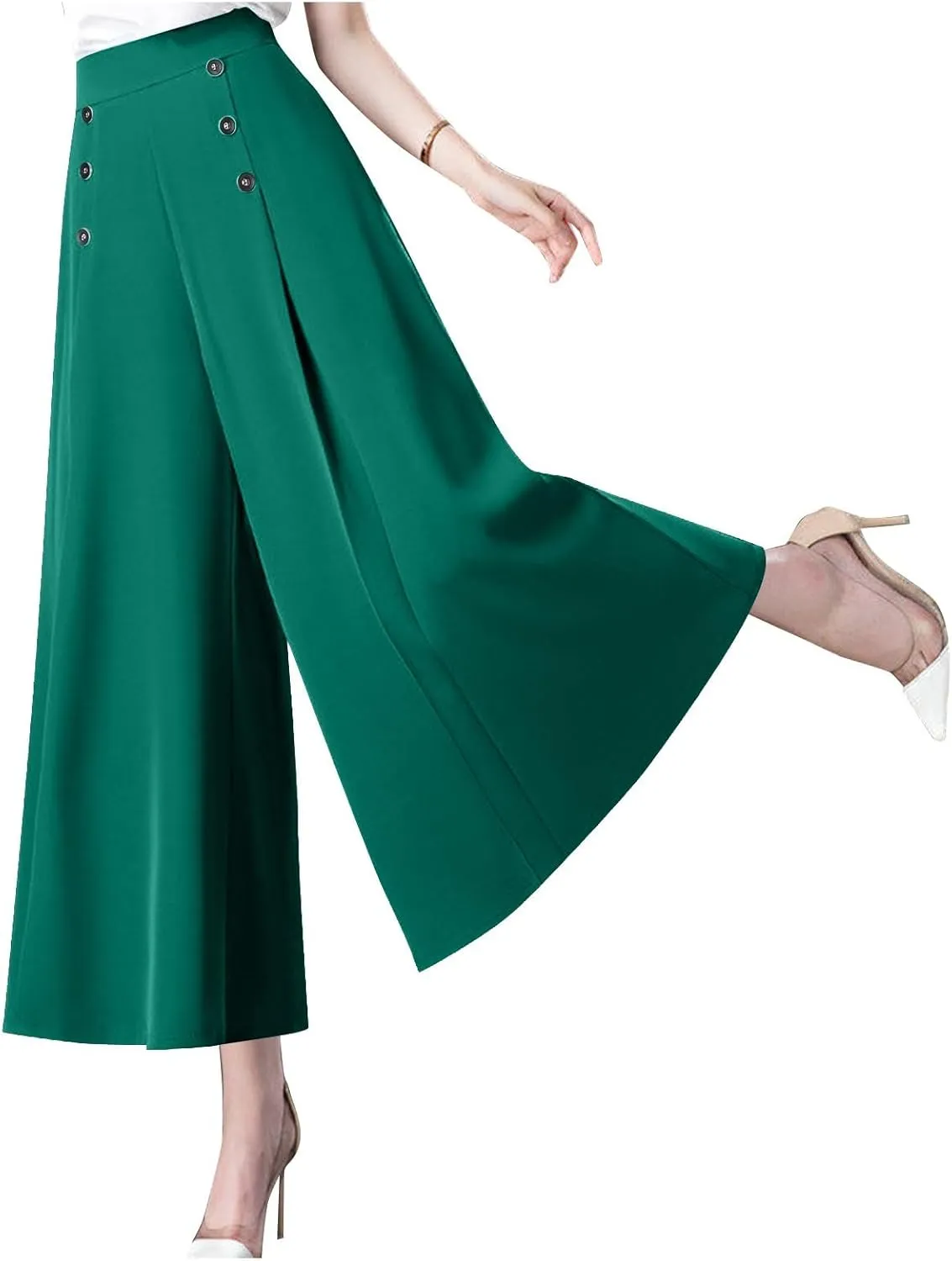 Womens Wide Leg Pants High Waisted Slacks Teacher Dress Pants Business Casual Office Work Pants Trousers with Pocket