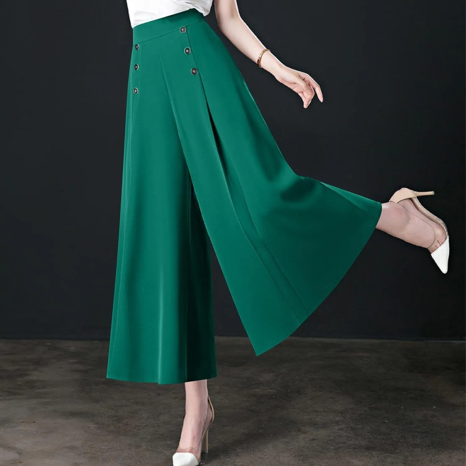 Womens Wide Leg Pants High Waisted Slacks Teacher Dress Pants Business Casual Office Work Pants Trousers with Pocket