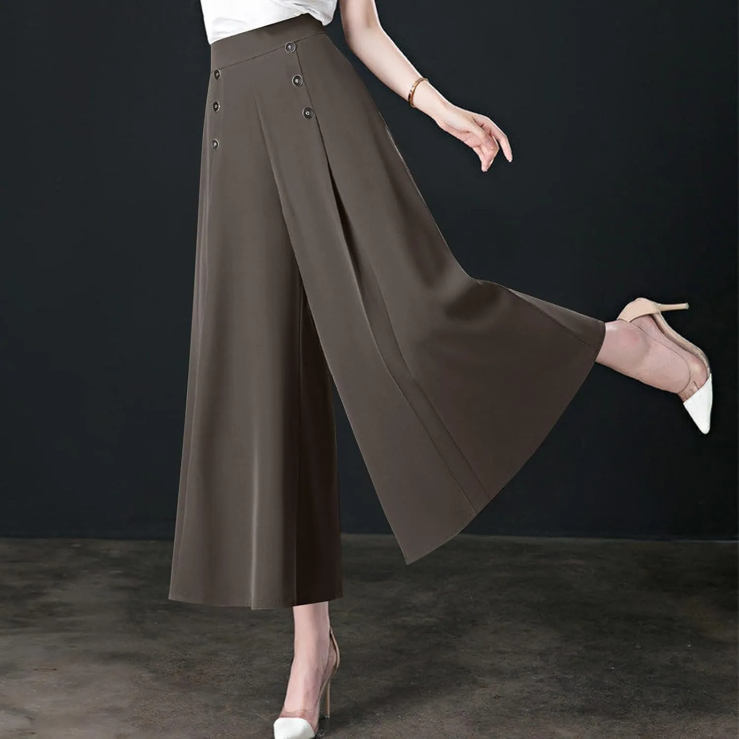 Womens Wide Leg Pants High Waisted Slacks Teacher Dress Pants Business Casual Office Work Pants Trousers with Pocket