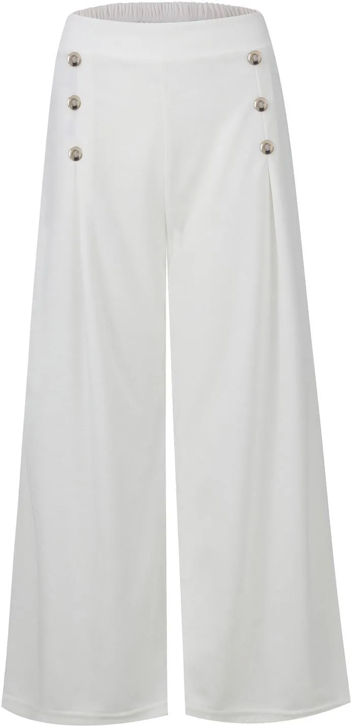 Womens Wide Leg Pants High Waisted Slacks Teacher Dress Pants Business Casual Office Work Pants Trousers with Pocket