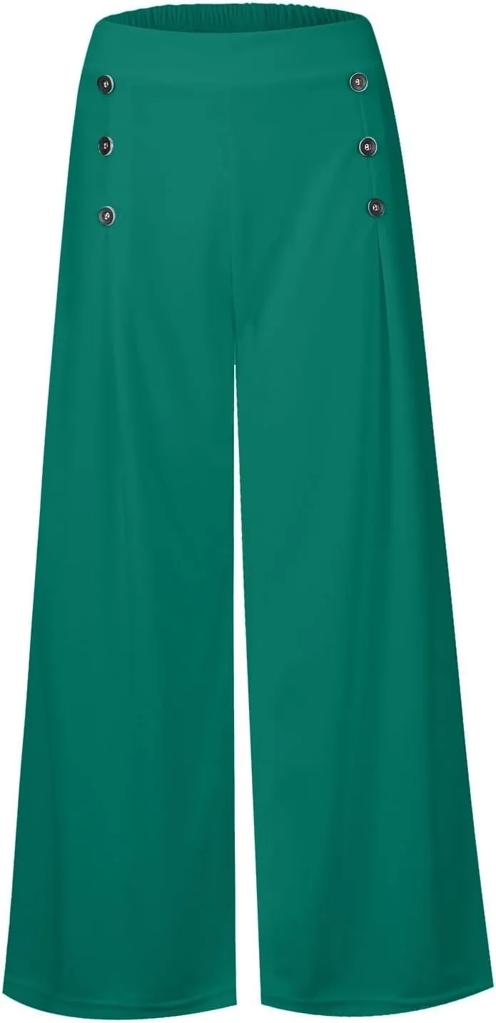 Womens Wide Leg Pants High Waisted Slacks Teacher Dress Pants Business Casual Office Work Pants Trousers with Pocket