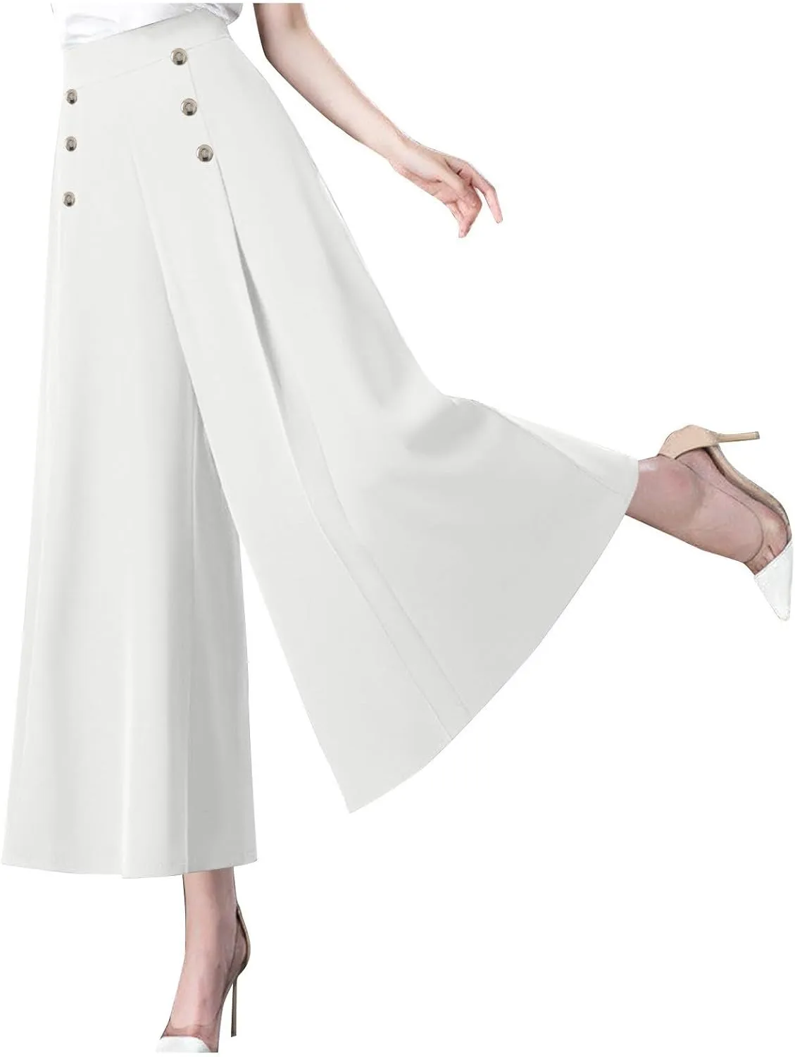 Womens Wide Leg Pants High Waisted Slacks Teacher Dress Pants Business Casual Office Work Pants Trousers with Pocket