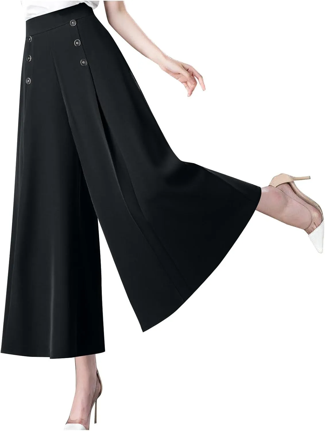 Womens Wide Leg Pants High Waisted Slacks Teacher Dress Pants Business Casual Office Work Pants Trousers with Pocket
