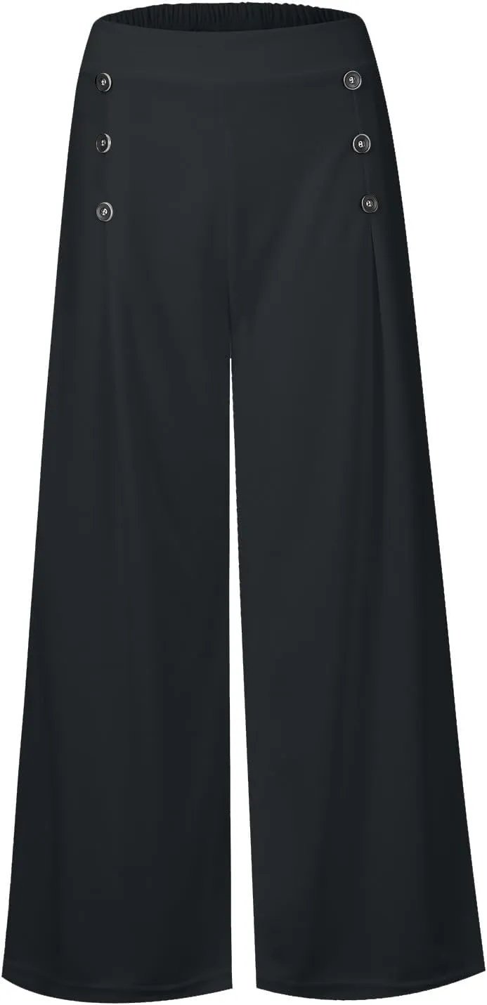 Womens Wide Leg Pants High Waisted Slacks Teacher Dress Pants Business Casual Office Work Pants Trousers with Pocket