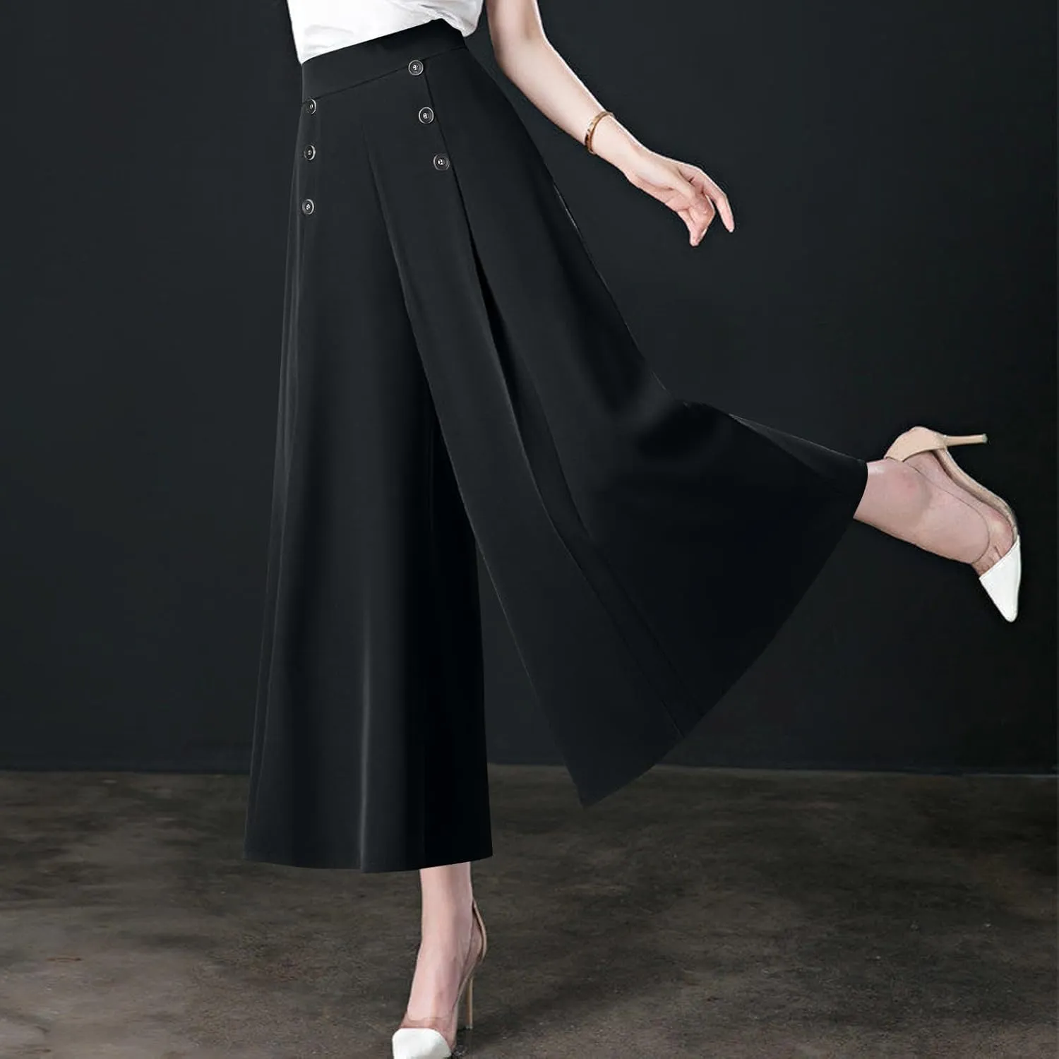 Womens Wide Leg Pants High Waisted Slacks Teacher Dress Pants Business Casual Office Work Pants Trousers with Pocket