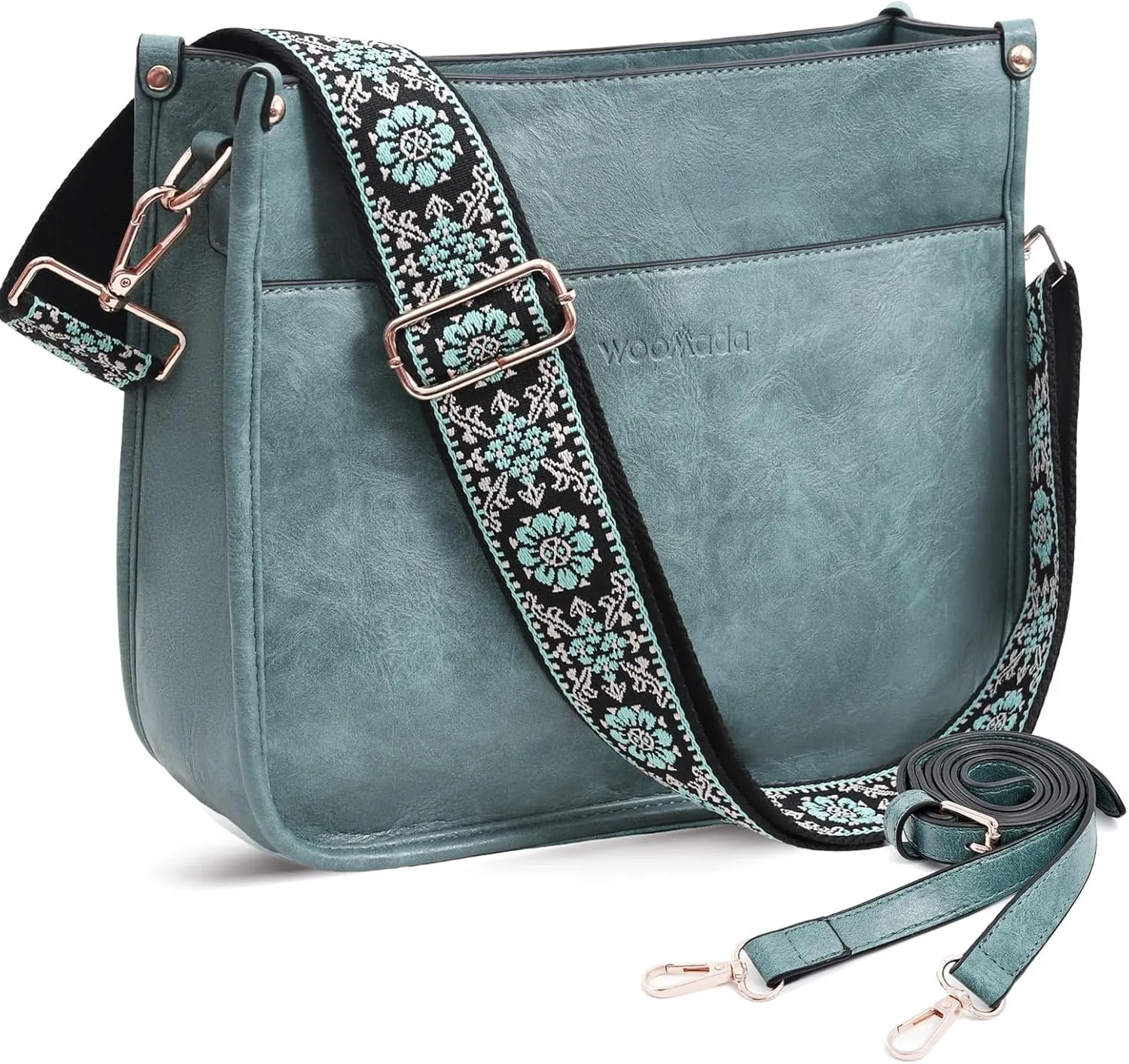 WOOMADA Hobo Handbag for Women Vegan Leather Crossbody Bags Trendy Shoulder Bag with 2 Adjustable Strap