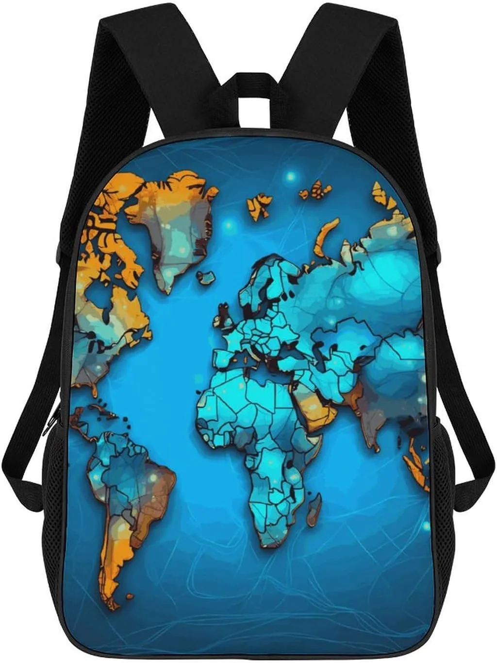 World Map Business Laptop Backpack for Women Men 17 Inch Carry on Backpack Waterproof Black Bookbag Fashion Lightweight Backpacks for Travel Hiking Camping Casual Daypack Backpacks