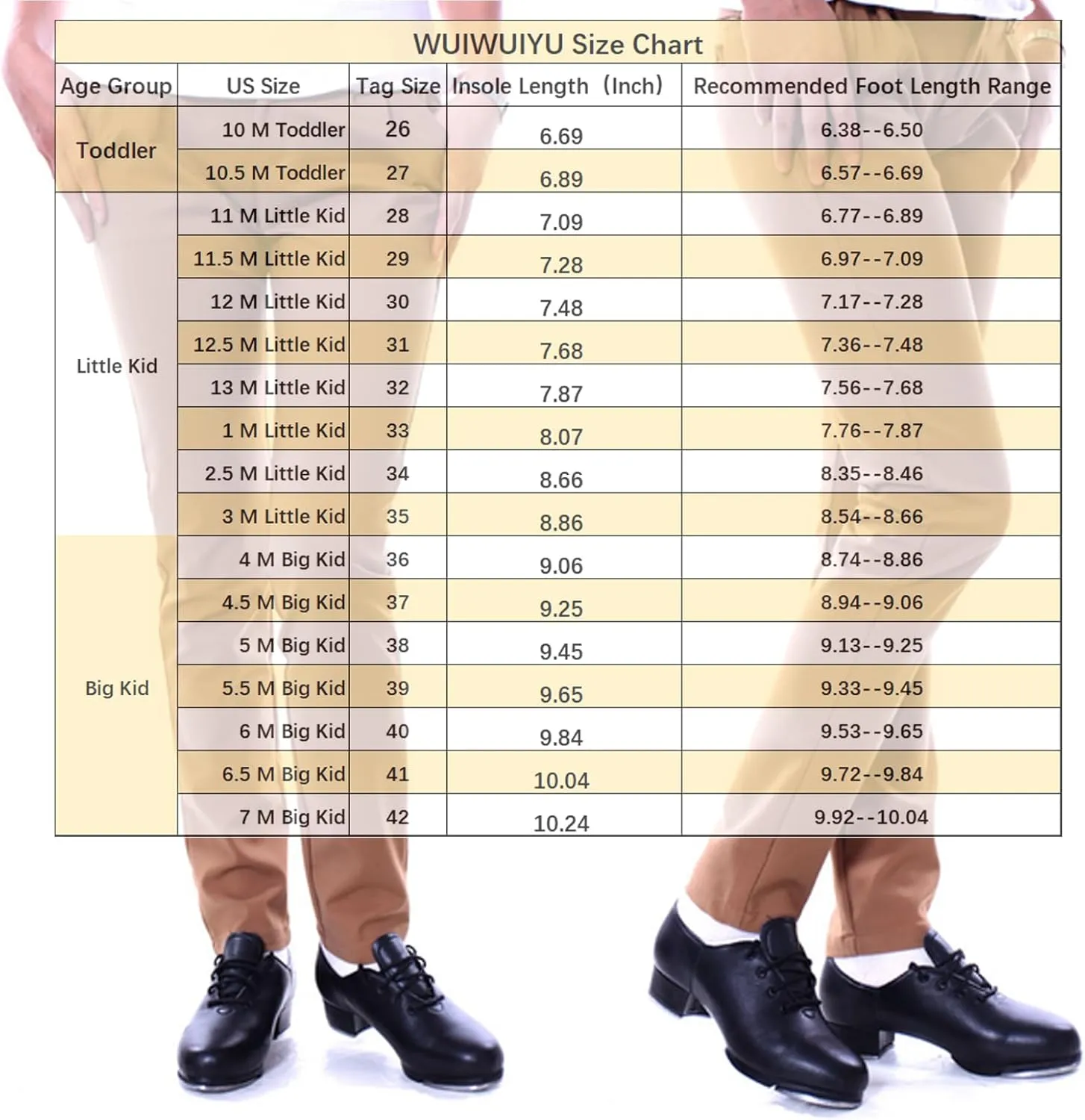 WUIWUIYU Unisex Children Kids Black Tap Dance Shoes Lace-Up Heels Split Sole Jazz Dancing Shoes for Boys Girls