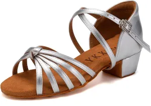 YKXLM Toddler Girls Latin Dance Shoes Kids Low Heels Tango Salsa Ballroom Practice Dance Shoes for Girls