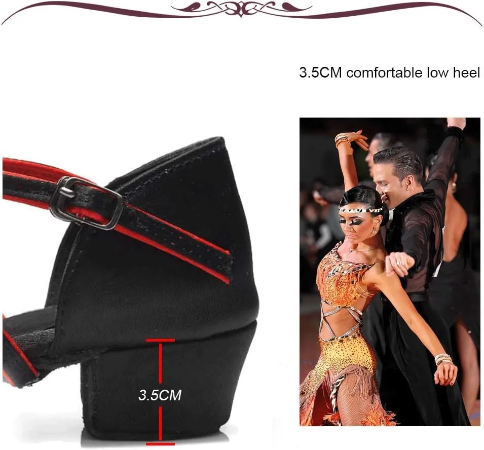 YKXLM Toddler Girls Latin Dance Shoes Kids Low Heels Tango Salsa Ballroom Practice Dance Shoes for Girls
