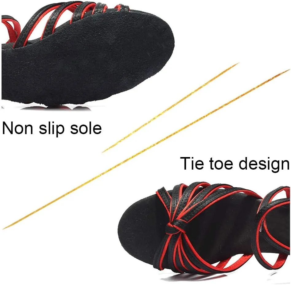YKXLM Toddler Girls Latin Dance Shoes Kids Low Heels Tango Salsa Ballroom Practice Dance Shoes for Girls