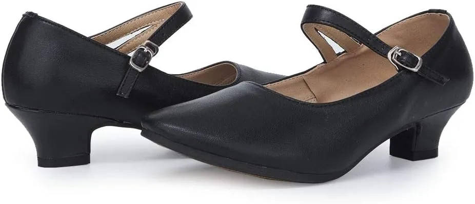YKXLM Women's and Girls Latin Ballroom Dance Shoes Closed Toe Character Shoes Ankle Strap Salsa Tango Practice Ballroom Party Performance Shoe,Model DY-SD
